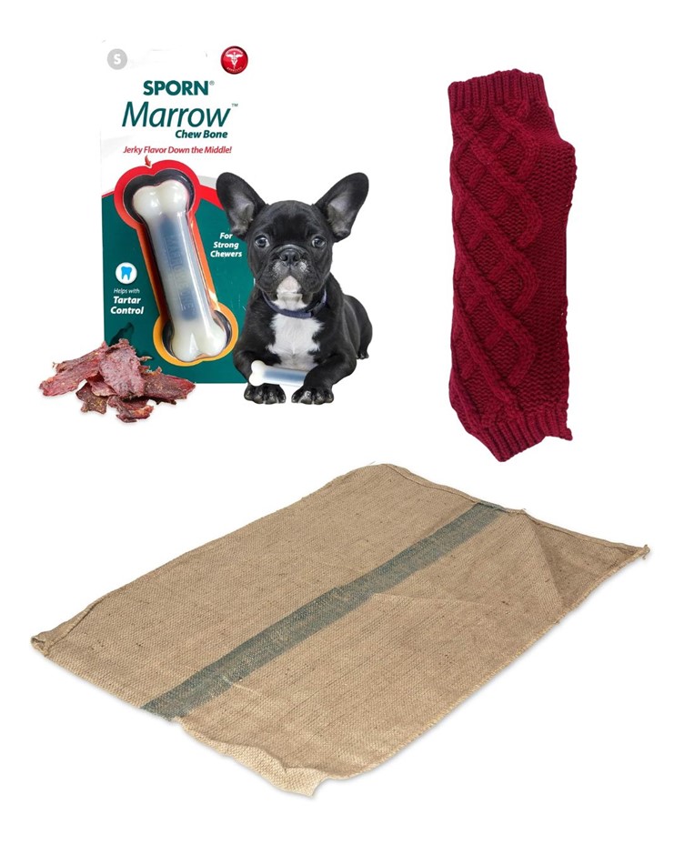 PET BUNDLE: Superior Bags Dog Bed Large (Green Stripe Hessian) + HUSKIMO Di