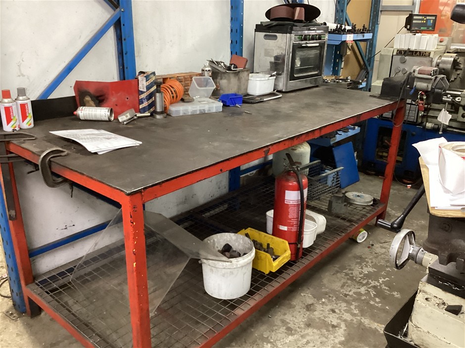 Steel Work Bench with Vice And Contents