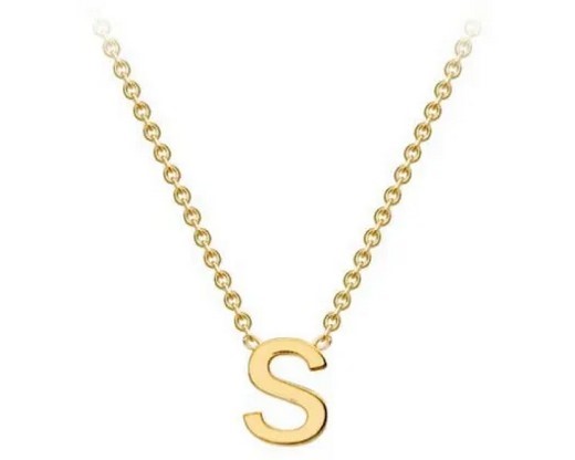 #1 9K YELLOW GOLD INITIAL 'S' NECKLACE 38+5cm