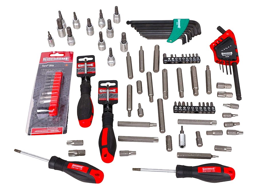 68 x Assorted SICHROME Driver Bits, Plus 4 x Screwdrivers, 14 x Hex Keys.