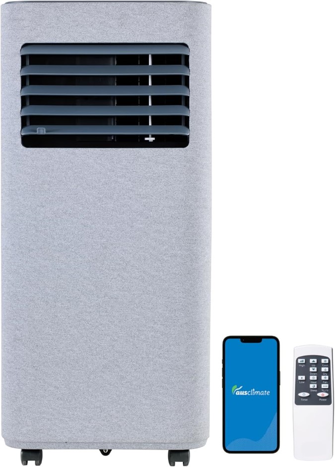AUSCLIMATE 2.05kW Smart Compact Portable Air Conditioner, Stone Grey.