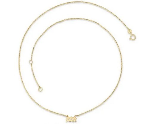 9K YELLOW GOLD AQUARIUS ZODIAC NECKLACE 40-45cm