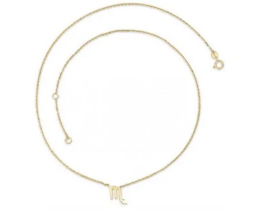 9K YELLOW GOLD SCORPIO ZODIAC NECKLACE 40-45cm