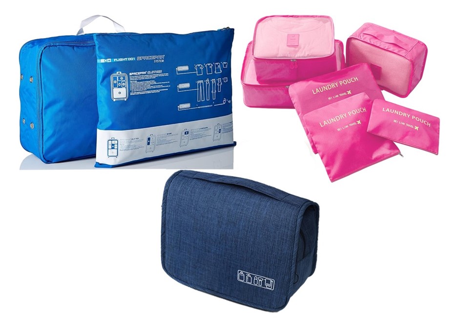 3 x Assorted Travel Packing Organisers, Comprising: 1 x AUSSIVALUP Hangi