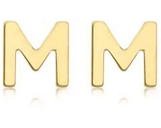 9K Yellow Gold MINI INITIAL 'M' STUD EARRINGS