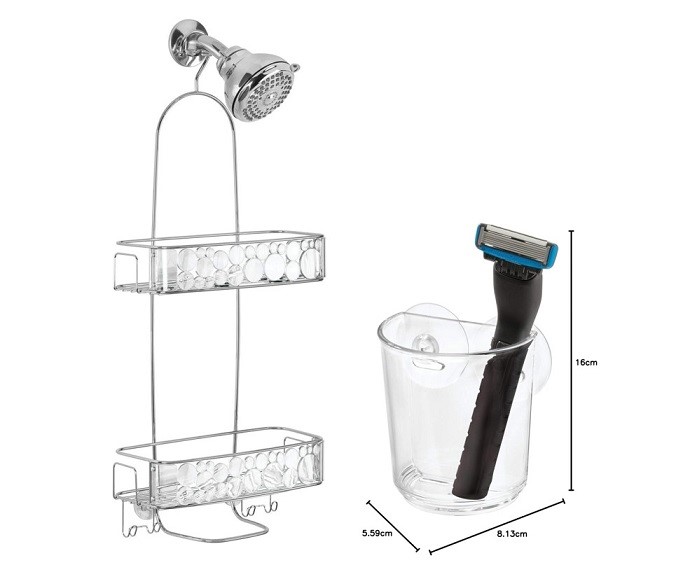 2 x INTERDESIGN Bathroom Accessories, Comprising: 1 x Bubbli Shower Caddy,