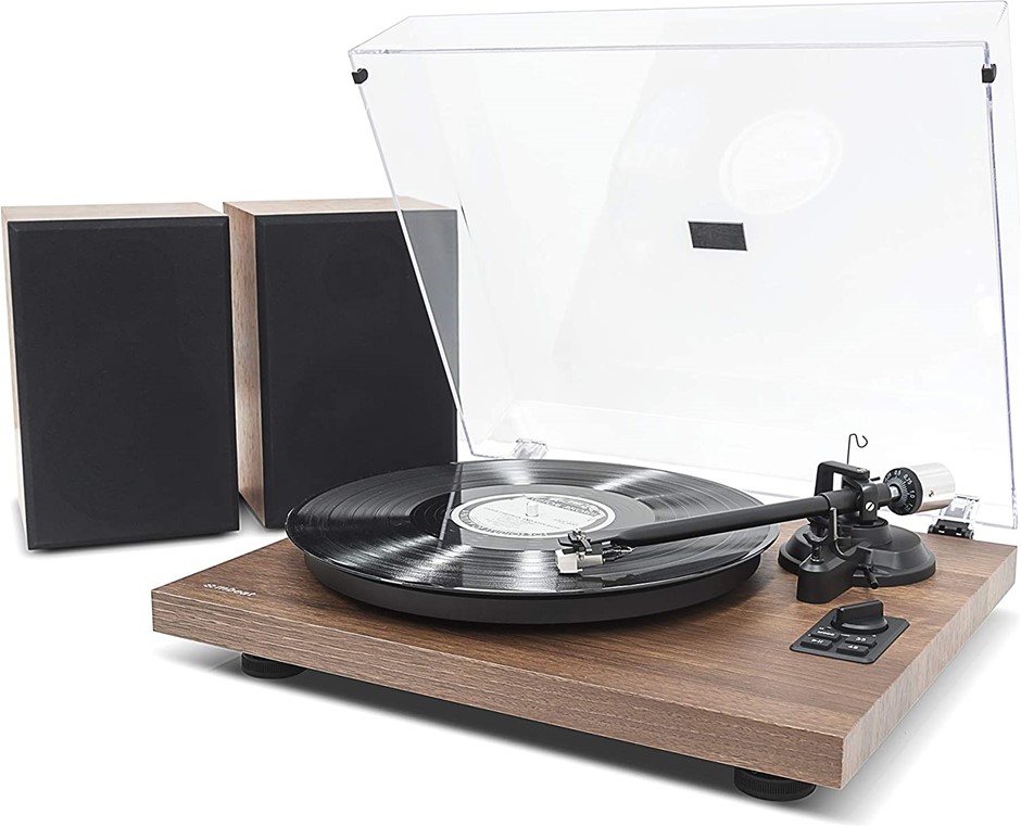 MBEAT Bluetooth Hi-Fi Vinyl Turntable Record Player with 36W Bookshelf Spea