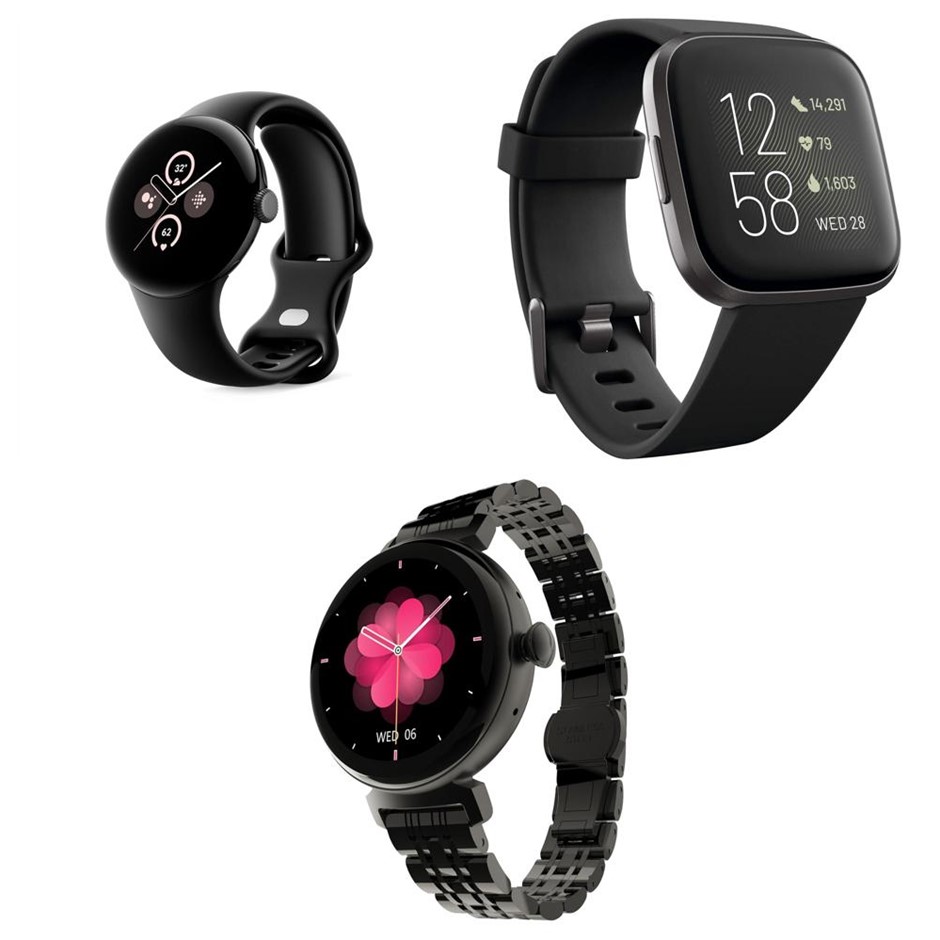 3 × Assorted Smartwatches. Incl: 1 × Google Pixel Watch 2, 1 × Fitbit Versa