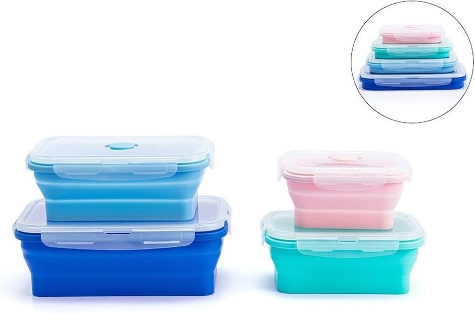 OVELA 4 Piece Rectangular Collapsible Silicone Container Set
