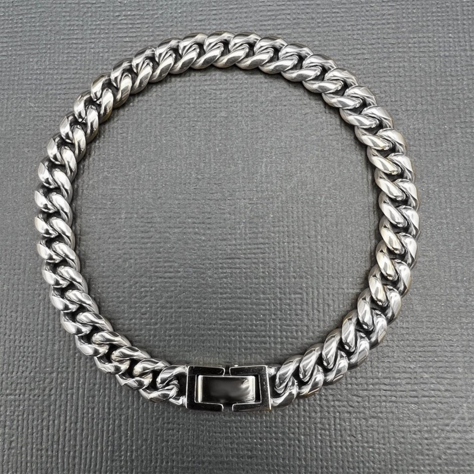 Silver-Filled Cuban Chain Bracelet, 8MM Wide - 19cm