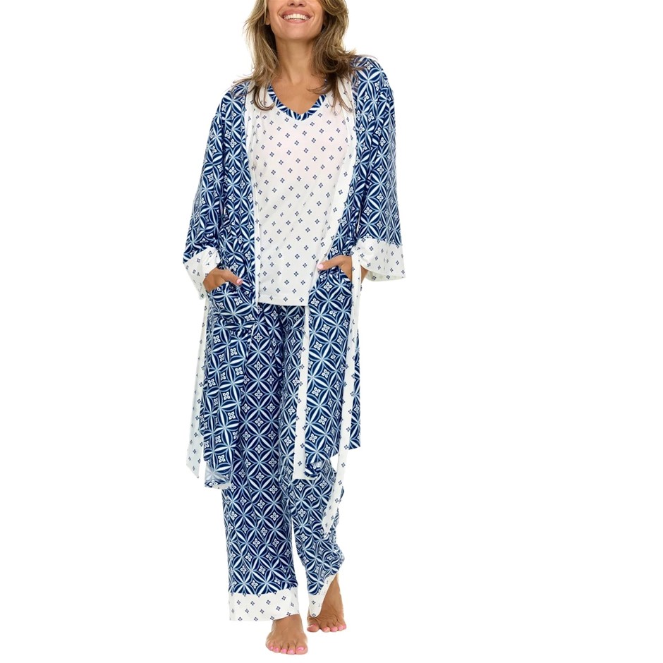 FLORA NIKROOZ Women's 3pc Lounge Set, Size L, Navy. Buyers Note - Discount
