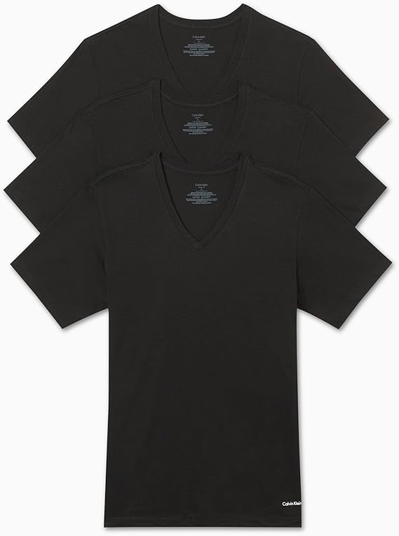 3-Pack CALVIN KLEIN Men's Classic V-Neck Tees, Size XL, Black (001), NP2206