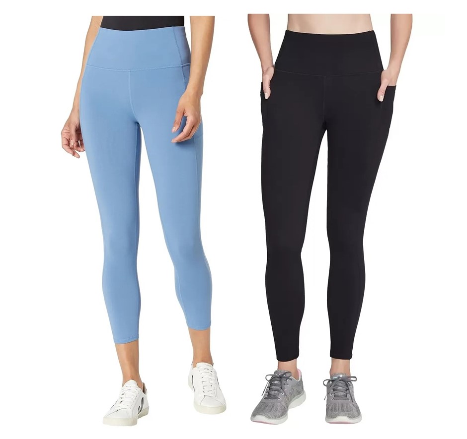 2 x SKECHERS GoFlex High Waist 7/8 Tights, Size XS, Blue & Black, 1559988.