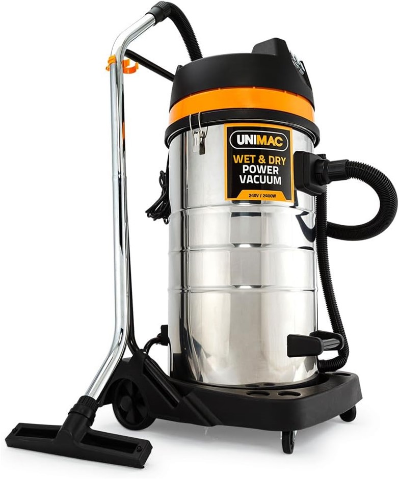 UNIMAC 100L 2400W Wet and Dry Vacuum Cleaner, Heavy-Duty Dual Copper Motors