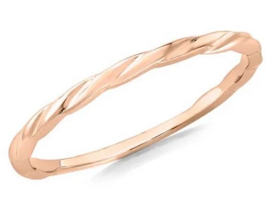 9K ROSE GOLD TWIST SLIM STACKER RING