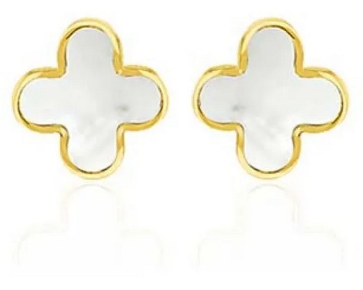 9K Yellow Gold MOP PETAL STUD