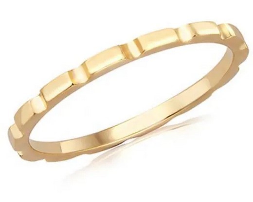 9K Yellow Gold BRICK STACKER RING