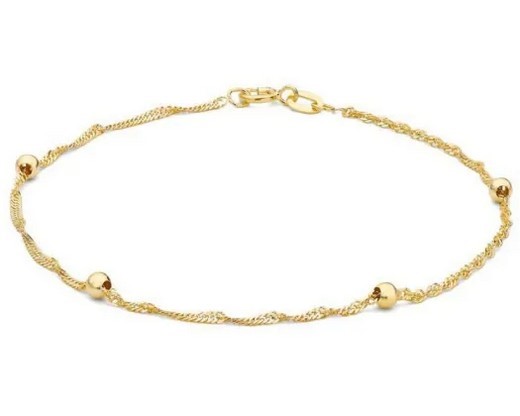 9K Yellow GOLD SOLID BALL TWIST Bracelet 19cm