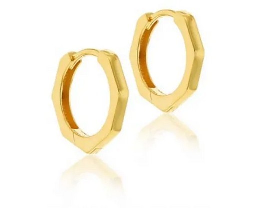 9K Yellow Gold HEXAGON HUGGIES