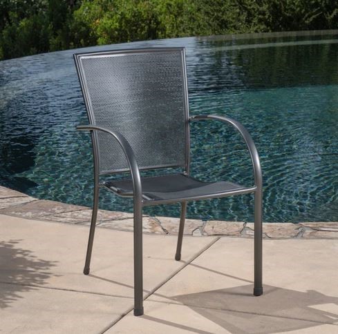 SUNVILLA Micro Mesh Commercial Quality Stacking Bistro Chair, Black.