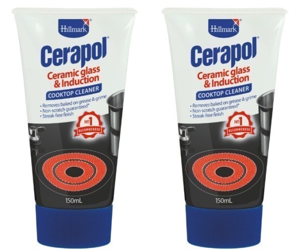 2 x HILLMARK Cerapol Ceramic Glass & Induction Cooktop Cleaner, 150ml, 38-5