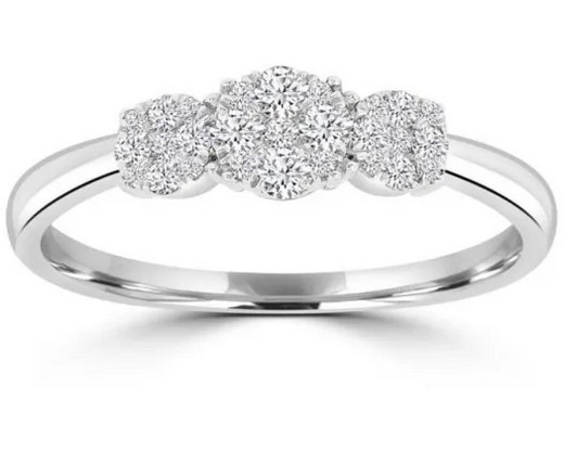 9K WHITE GOLD 0.15CT HI I1 DIAMOND SAPPHIRE ROSE GOLD