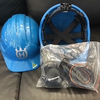 10 x Husqvarna Blue Safety Helmets most with Hearing Protection