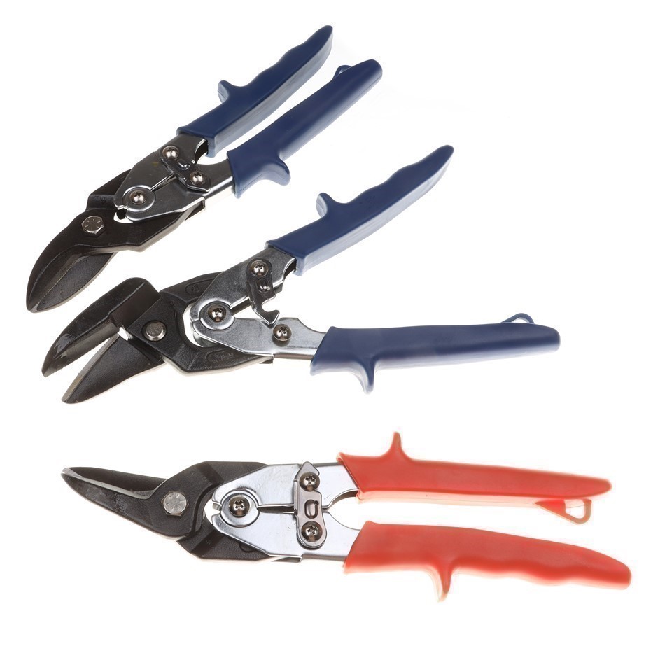 3 x Aviation Tin Snips Straight, Left & Right Hand 200mm. Made in Taiwan.
