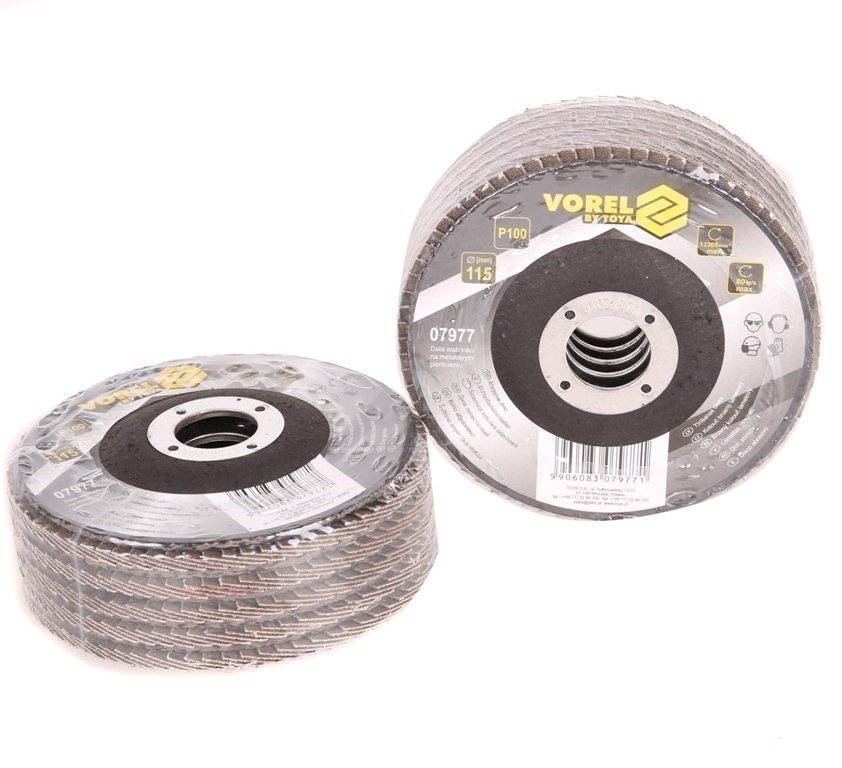 10 x VOREL 115mm Flap Discs Grit P100.