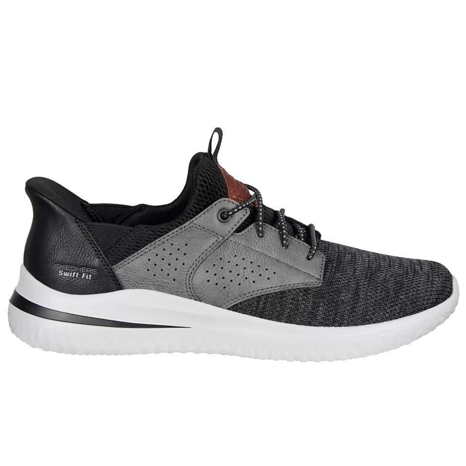 SKECHERS Men's Delson Shoes, Size US8, Black/Grey (BKGY), 255101. Buyers N