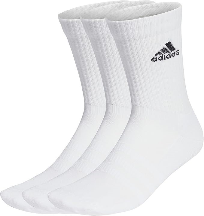 ADIDAS Men's 3-Pairs Cushioned Socks. Size: Large. White/Black. Buyers Not