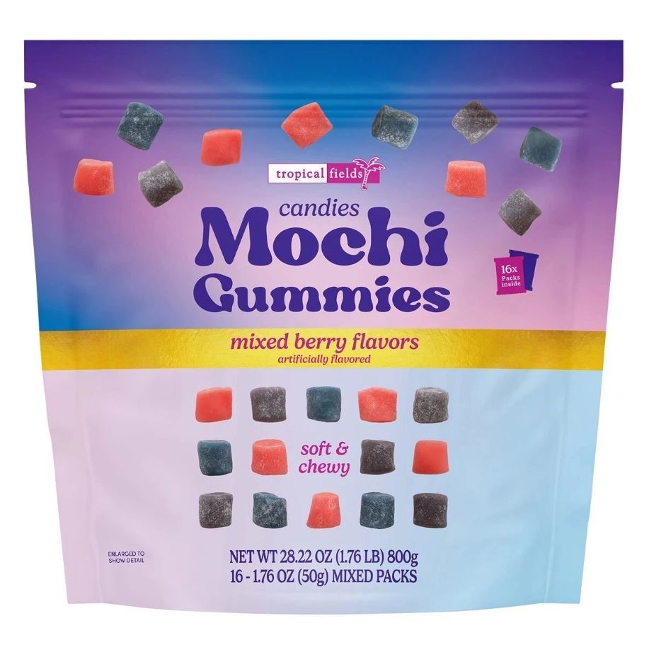 3 x Bag of 16pk TROPICAL FIELDS Mini Mochi Gummies, Mixed Berry Flavour, 80