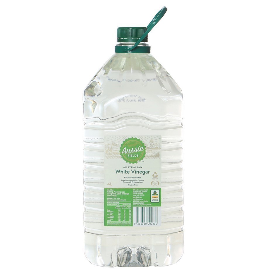 10 x AUSSIE FIELDS Australian White Vinegar, 4L. Best Before: 07/2026.