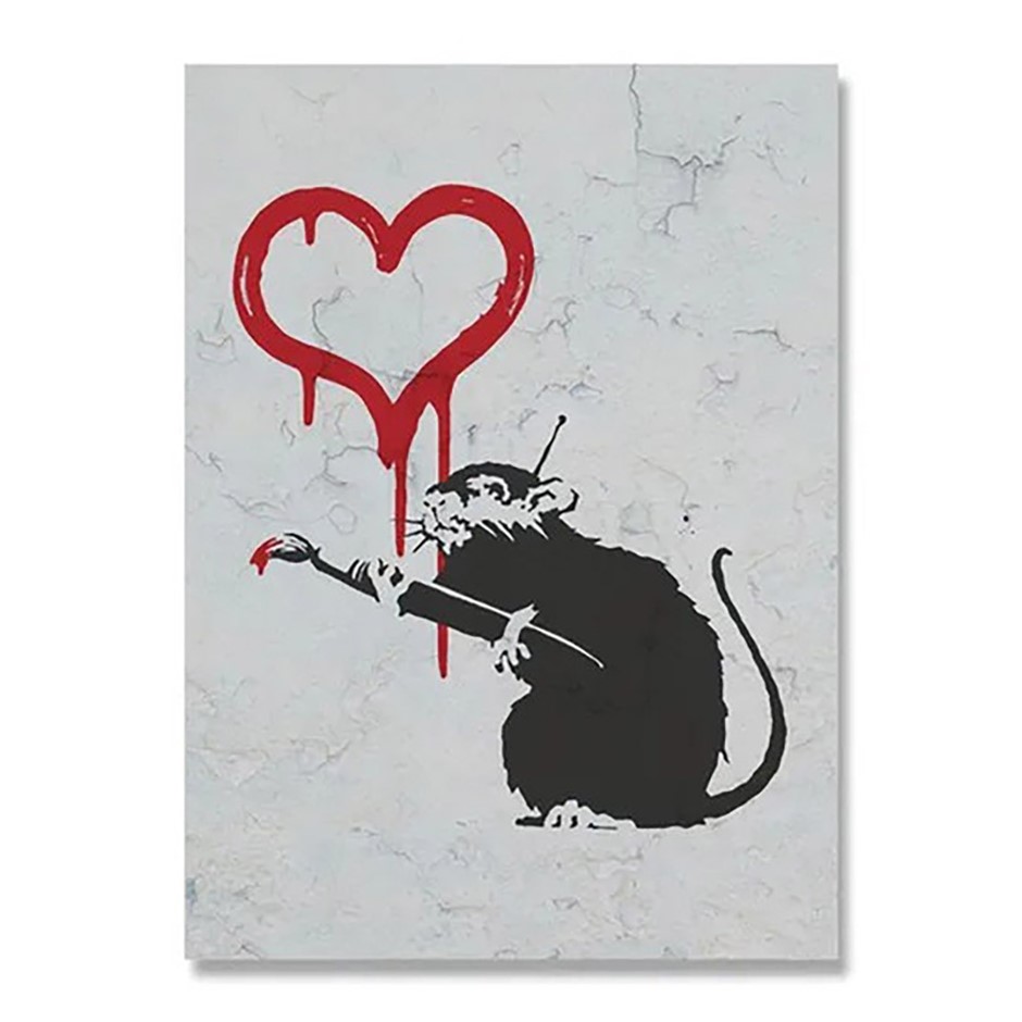 After Banksy "LOVE RAT" 2004 Canvas Print