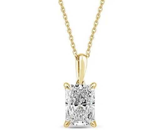 9K YELLOW GOLD 2.00ct F VS LAB DIAMOND RADIANT NECKLACE 40-45cm
