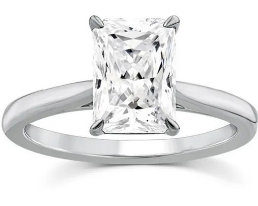 9K WHITE GOLD 2.00ct F VS LAB DIAMOND RADIANT 4CLAW RING