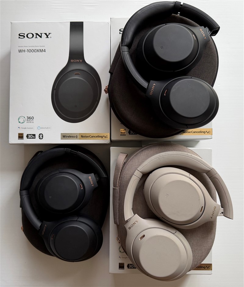 Sony WH-1000XM4 Noise Cancelling Wireless Headphones Black/Silve (Lot of 3)