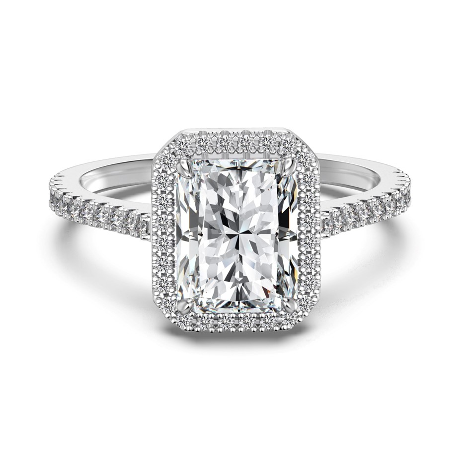 2.0ct Round Cut GRA Certified Moissanite 925 Sterling Silver Ring - Size 9