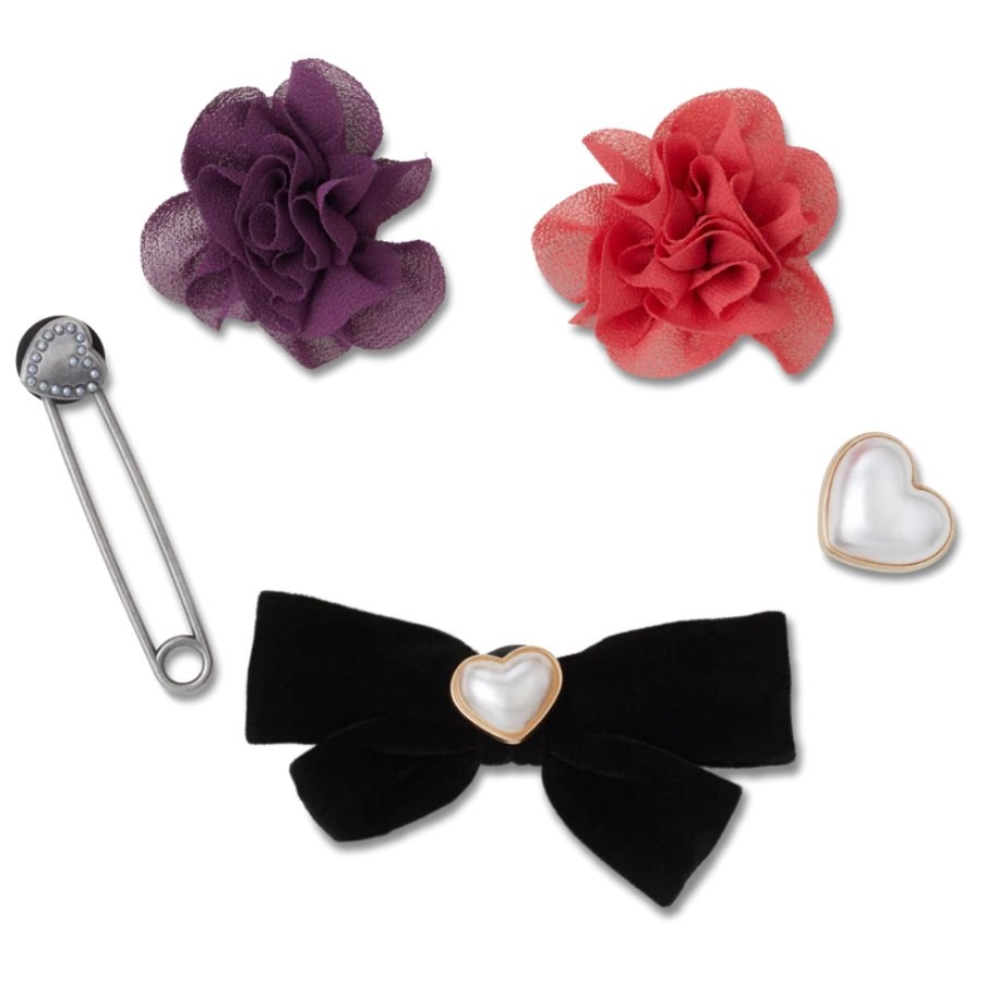 CROCS Jibbitz Elevated Metal and Jewel Shoe Charms, Floral and Pearl, 5 Pac