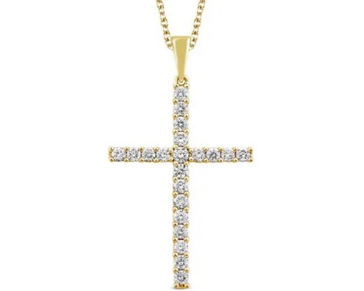 9K YELLOW GOLD 0.50ct F VS LAB DIAMOND CROSS NECKLACE 40-45cm