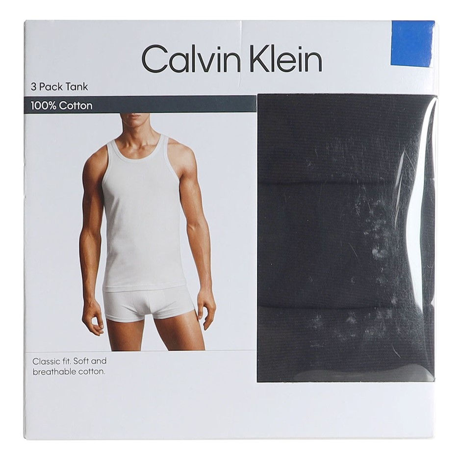 3-Pack CALVIN KLEIN Men's Tank, Size S, 100% Cotton, Black (001), NP2207S (
