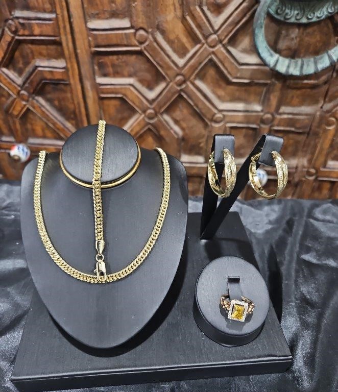 4pcs x 18KGF/Italy Stamped Yellow Gold Filled Earring & Bracelet