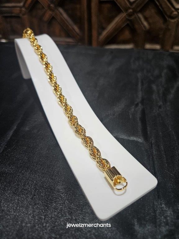 22KGoldFilled/Italy Stamped Solid Heavy Yellow  Rope Bracelet -18.5CM