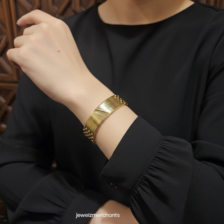 22KGoldFilled/Italy Stamped Solid Heavy Yellow   Bracelet -18.5CM