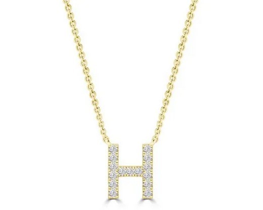 9K YELLOW GOLD 'H' 0.09 HI I1 DIAMOND NECKLACE 40+5cm