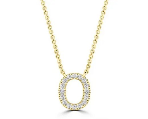 9K YELLOW GOLD 'O' 0.09 HI I1 DIAMOND NECKLACE 40+5cm