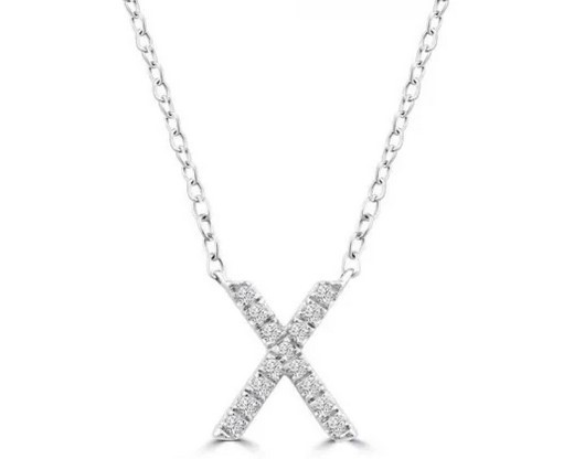 9K WHITE GOLD 'X' 0.06 HI I1 DIAMOND NECKLACE 40+5cm