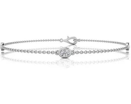 9K WHITE GOLD 0.25ct F VS LAB DIAMOND STATION BRACELET 18cm