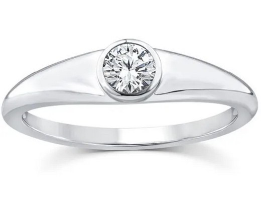 9K WHITE GOLD 0.25ct F VS LAB DIAMOND ROUND RING