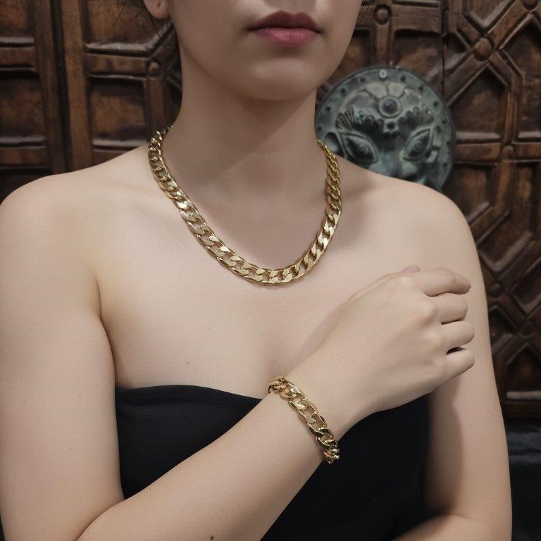 18KGold-filled/Italy Stamped Set Solid Heavy Yellow Gold Filled Chain